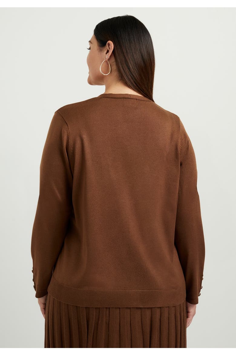 Button-Sleeve Cardigan, Alternate, color, COCOA BROWN