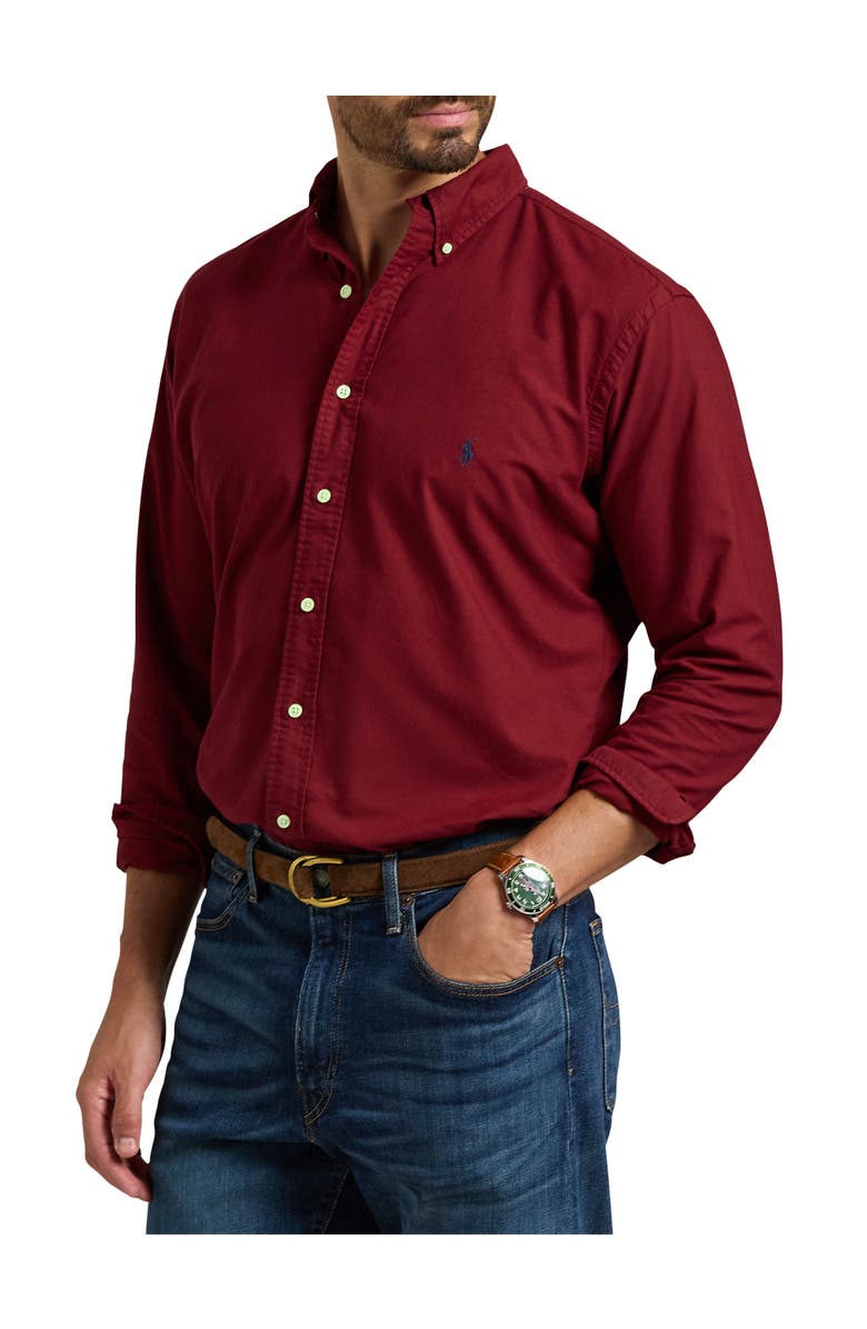 Polo Ralph Lauren Garment-Dyed Oxford Sport Shirt, Main, color, Red Carpet