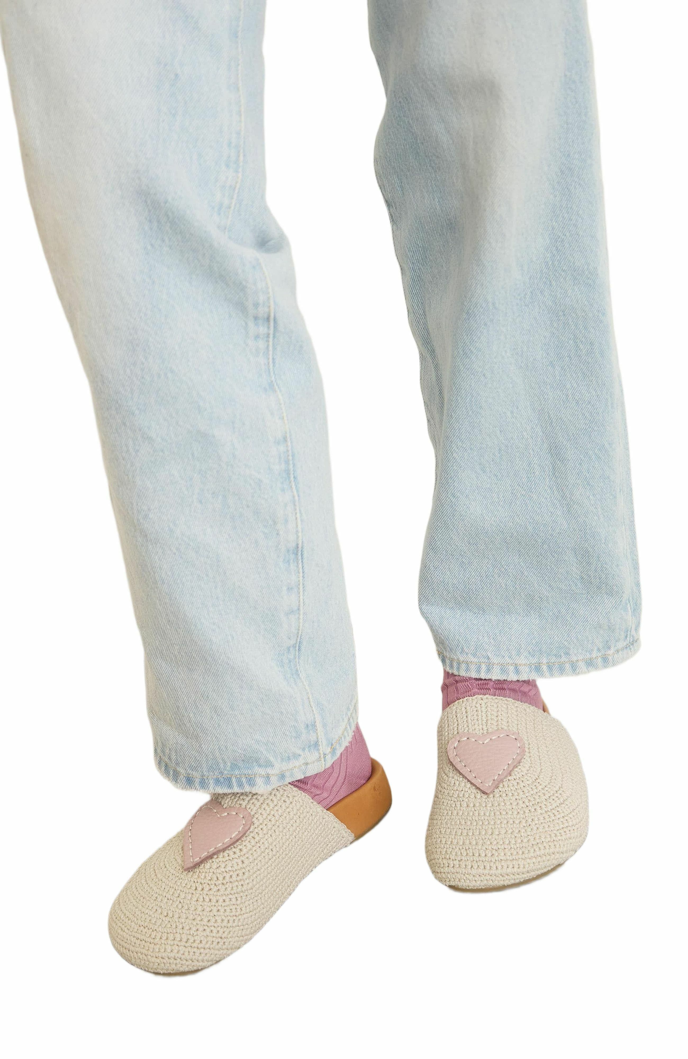 Bolinas Crochet Clog Shoe, Alternate, color, Ecru Rosewood Heart