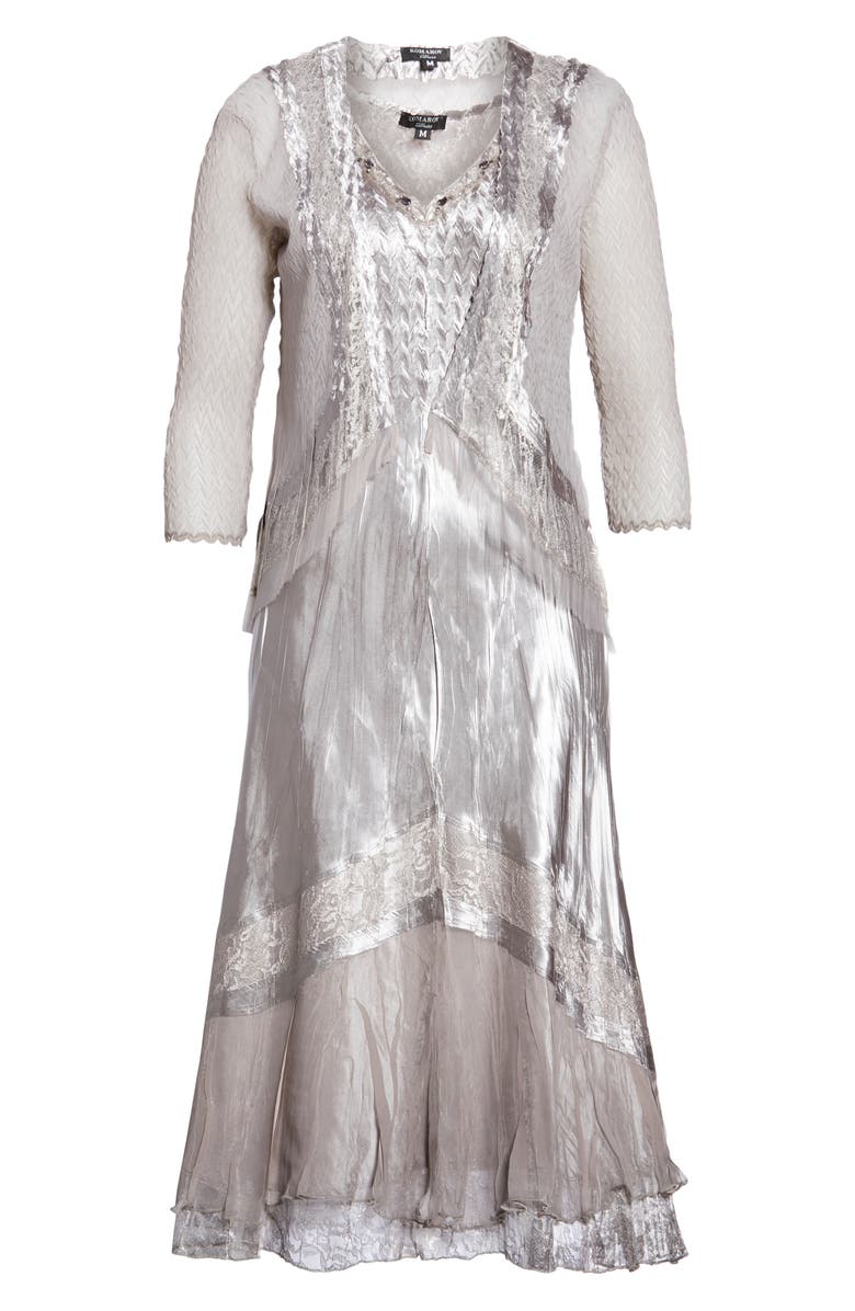 Komarov Ombré Charmeuse A-Line Dress & Chiffon Jacket, Alternate, color,