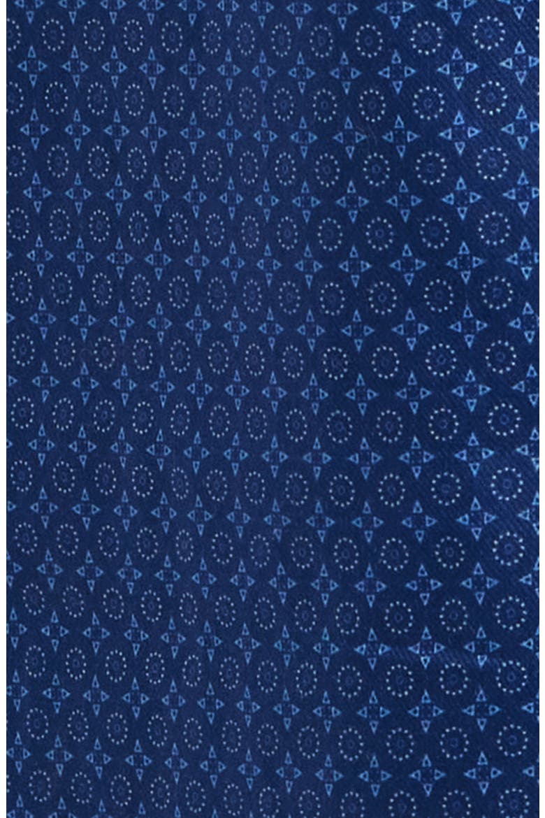 Logan Microprint Short Sleeve Cotton Blend Button-Up Shirt, Alternate, color, NAVY MINI CIRCLE