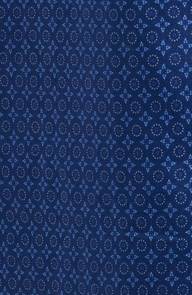 Johnston & Murphy Logan Microprint Short Sleeve Cotton Blend Button-Up Shirt, Alternate, color, Navy Mini Circle
