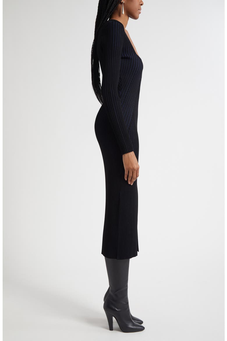 Logan Directional Rib Long Sleeve Sweater Dress, Alternate, color, BLACK/ NAVY
