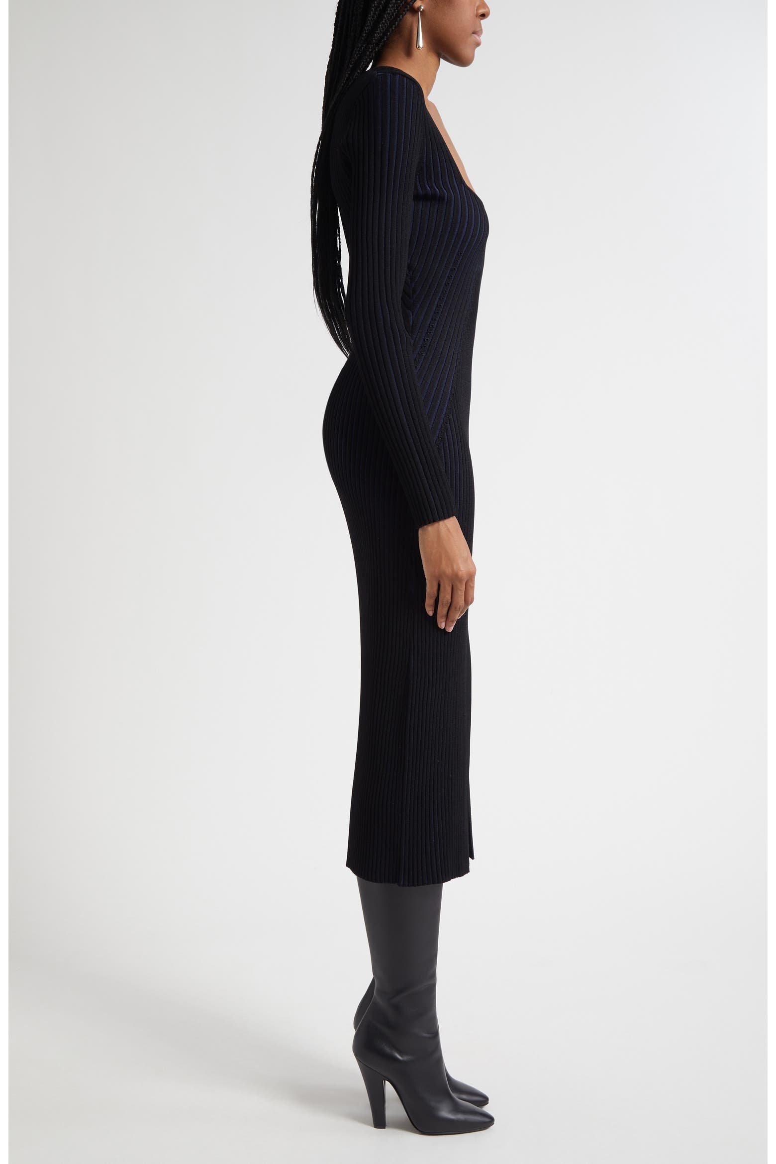Long Ribs Ramy Brook Logan Directional Rib Long Sleeve Sweater Dress (Women ...