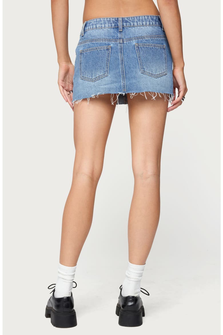 Micah Low Rise Raw Hem Denim Miniskirt, Alternate, color, BLUE-WASHED