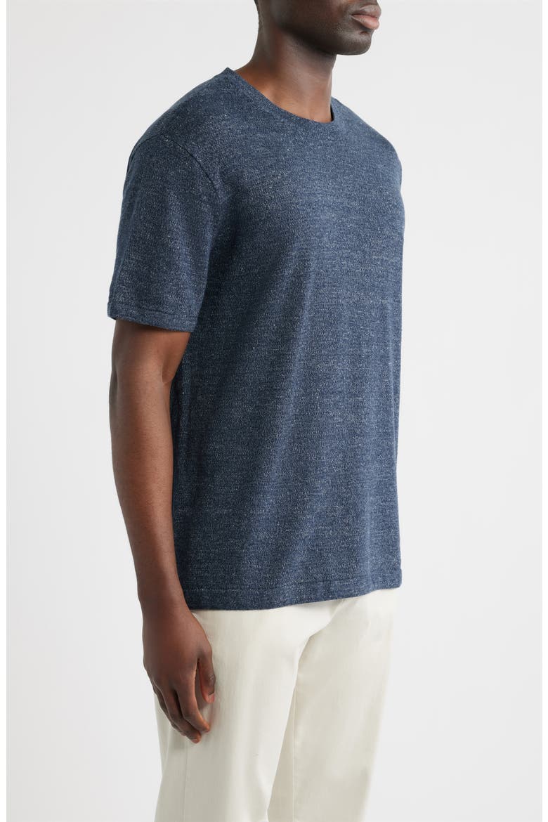 Linen & Cotton Short Sleeve Sweater Tee, Alternate, color, NAVY SAPPHIRE HEATHER