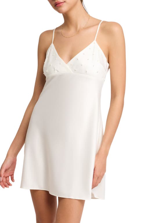 Rya Collection Imitation Pearl Charmeuse Chemise In Ivory