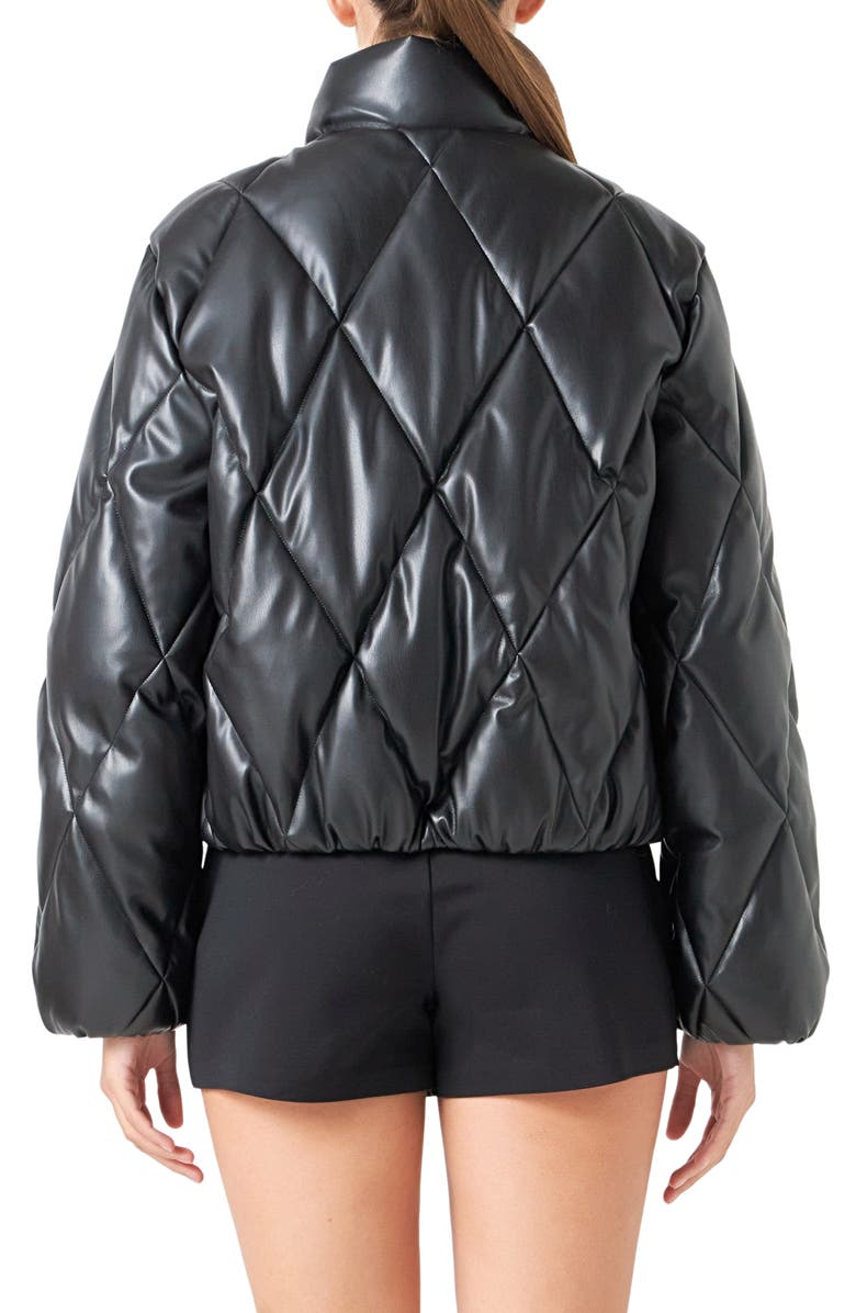 Endless Rose Quilted Faux Leather Bomber Jacket, Alternate, color,