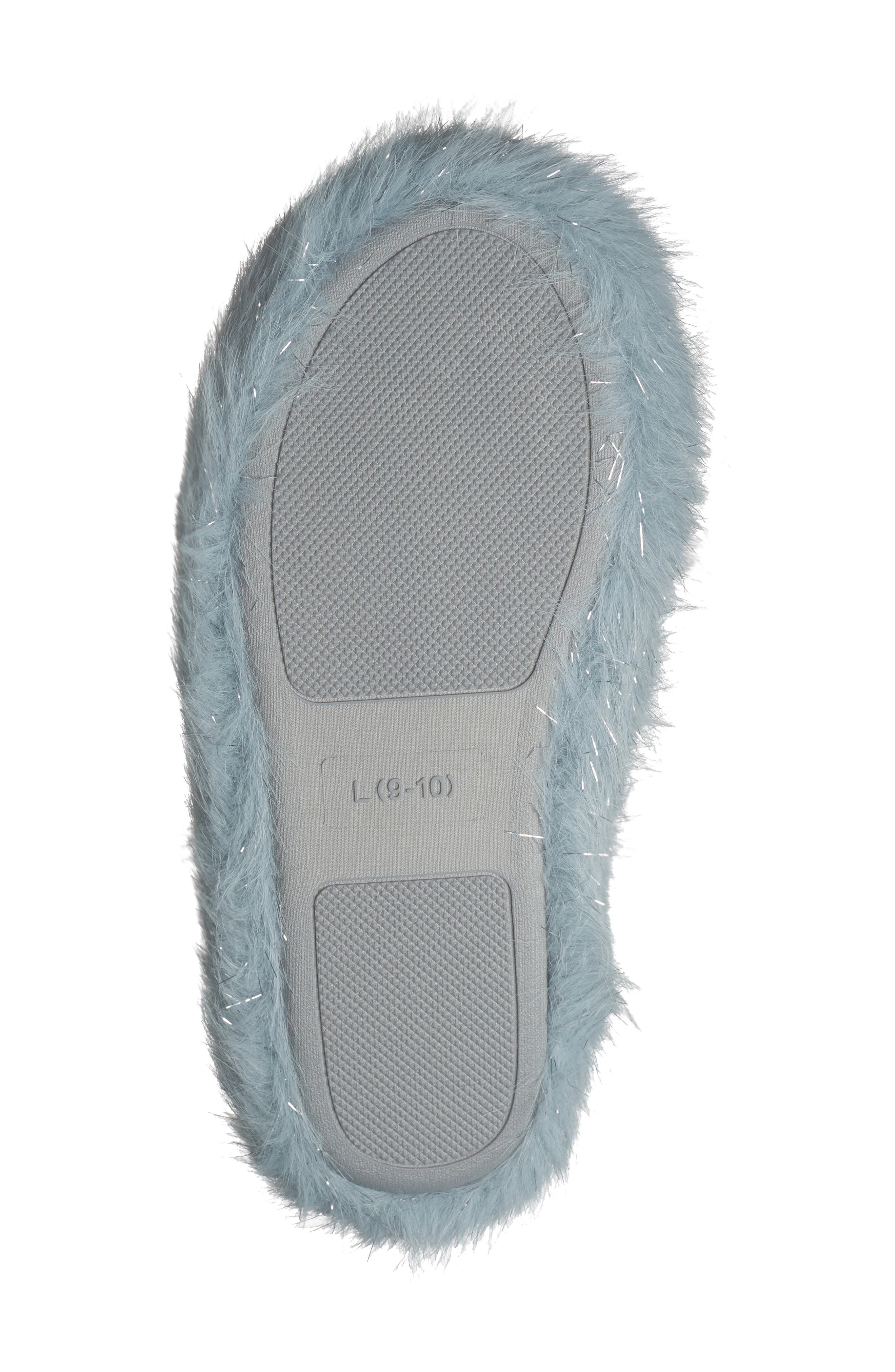 Bunnie Faux Fur Slide Slipper, Alternate, color, BLUE DUST