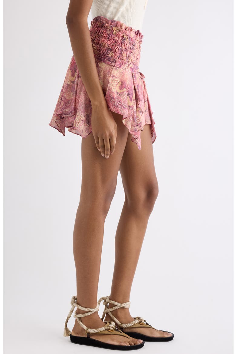 Ceiva Smocked Waist Silk Georgette Miniskirt, Alternate, color, PINK