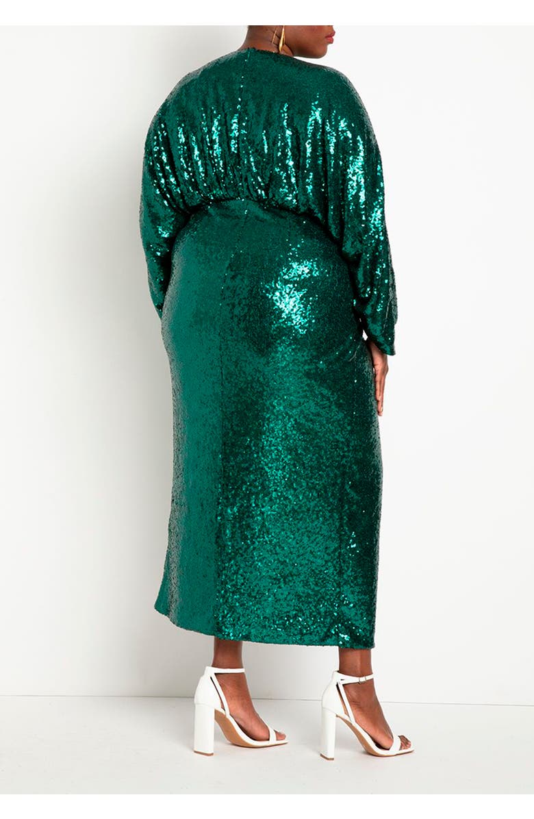 ELOQUII Dolman Sleeve Sequin Dress, Alternate, color, Emerald