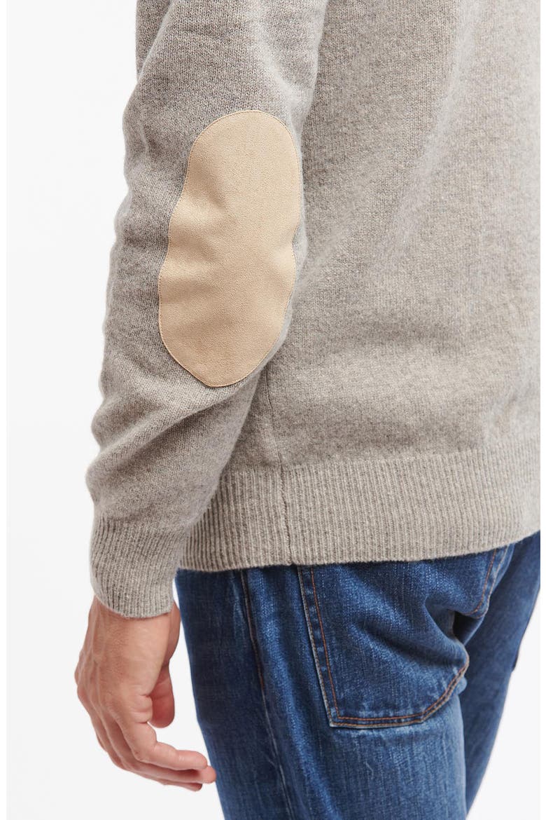 Patch Wool Quarter Zip Pullover, Alternate, color, STONE