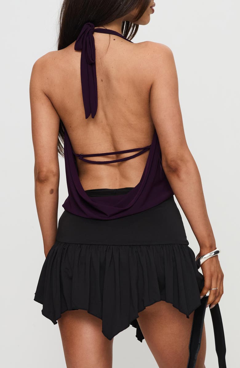 Princess Polly Carefree Days Plunge Cowl Neck Halter Top, Alternate, color, Purple