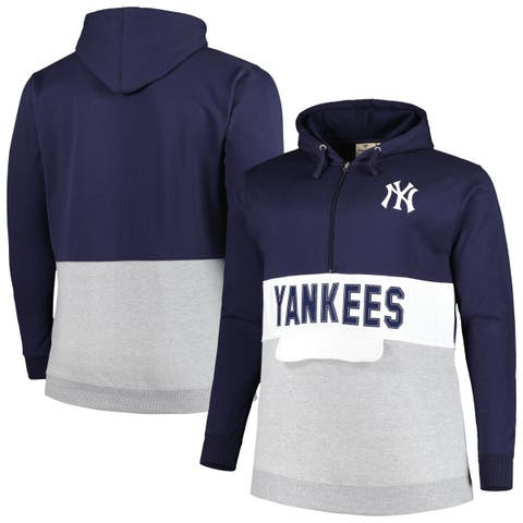 Men's Navy/White New York Yankees Big & Tall Fleece Half-Zip Hoodie