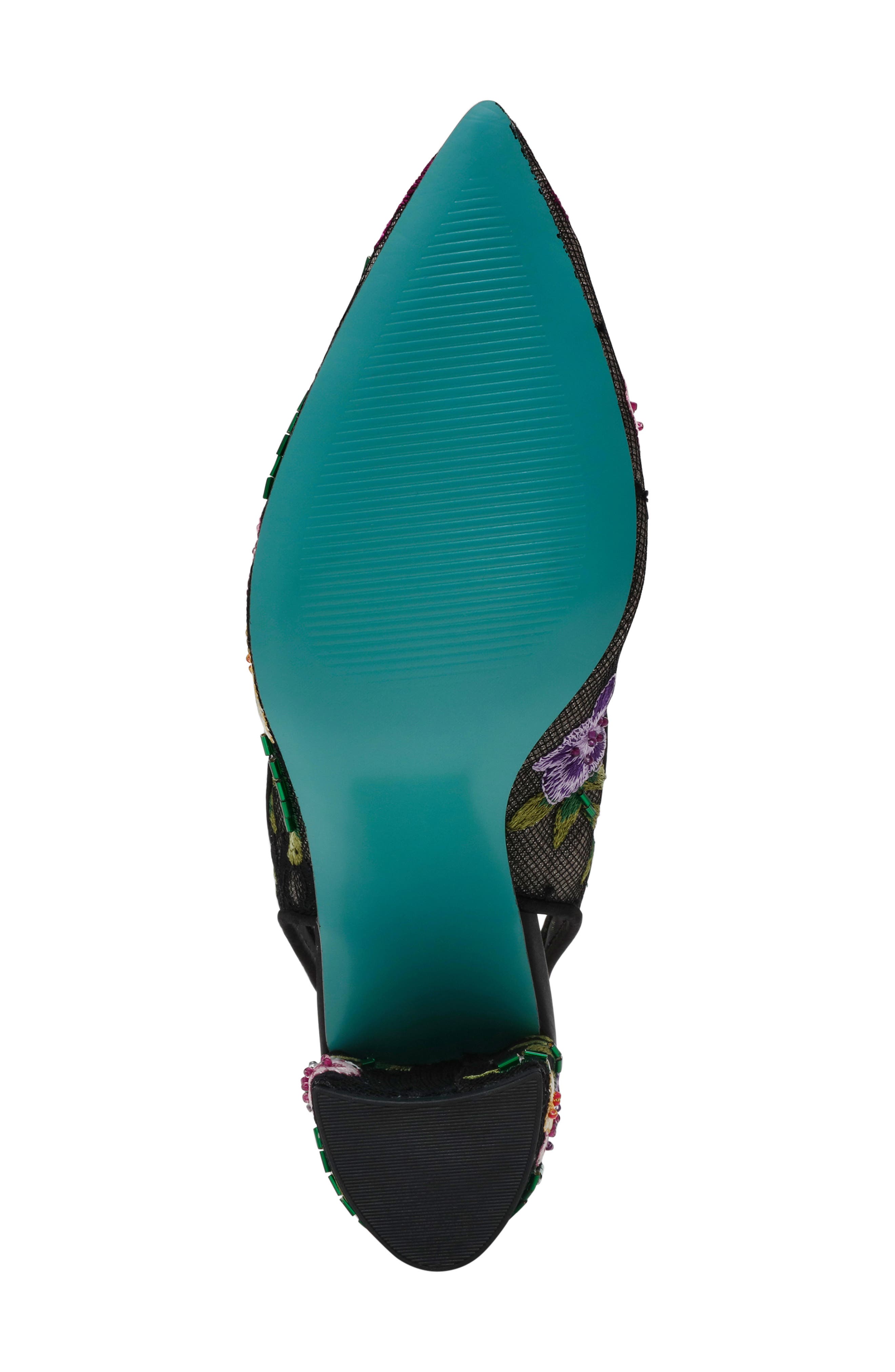 Betsey Johnson Lira Pointed Toe Slingback Pump, Alternate, color, Black Multi Floral