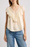 DÔEN Yadira Silk Top with Lace Trim