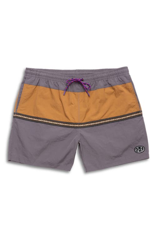 Maui And Sons Maui & Sons Granite Colorblock Nylon Swim Trunks In Iron