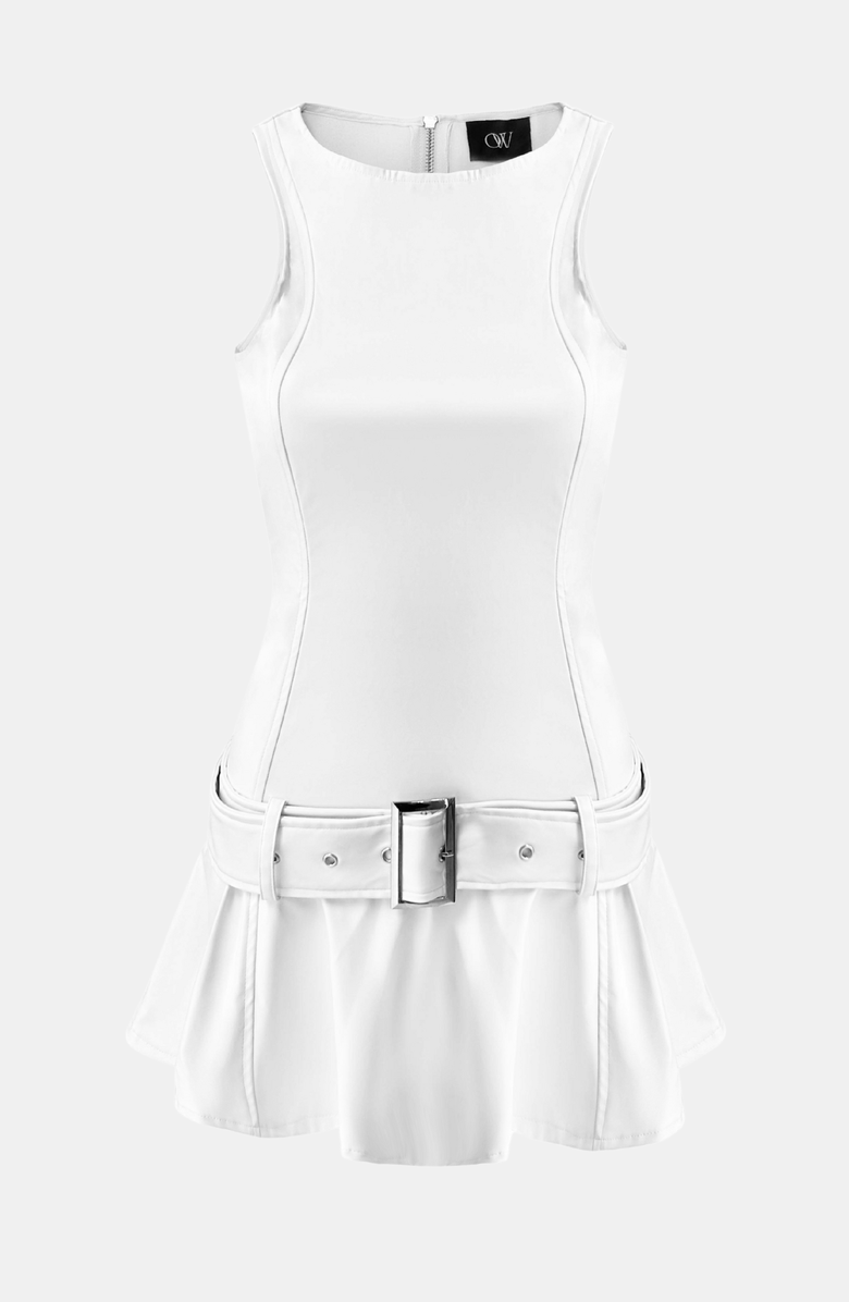OW Collection PEARL Mini Dress, Alternate, color, White