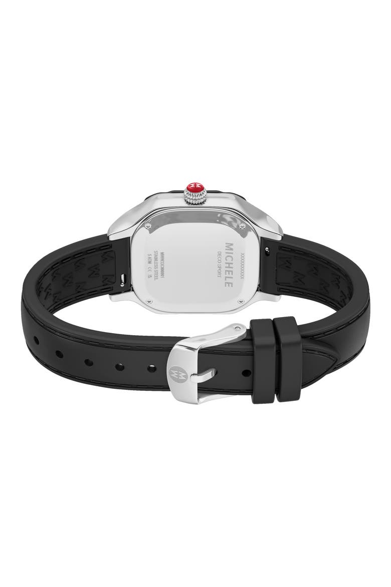 Meggie Sport Chalk Silicone Strap Watch, 33mm, Alternate, color, BLACK/ SILVER