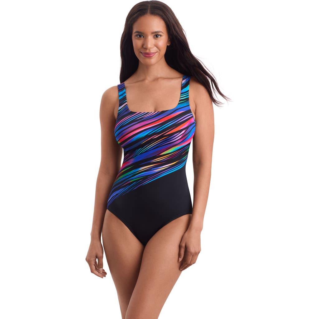 Shapesolver Sport Scoopneck Tank Chlorine Resistant One-piece Swimsuit With Adjustable Straps