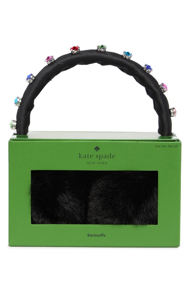 Kate Spade New York embellished faux fur earmuff, Alternate, color, 001 Black