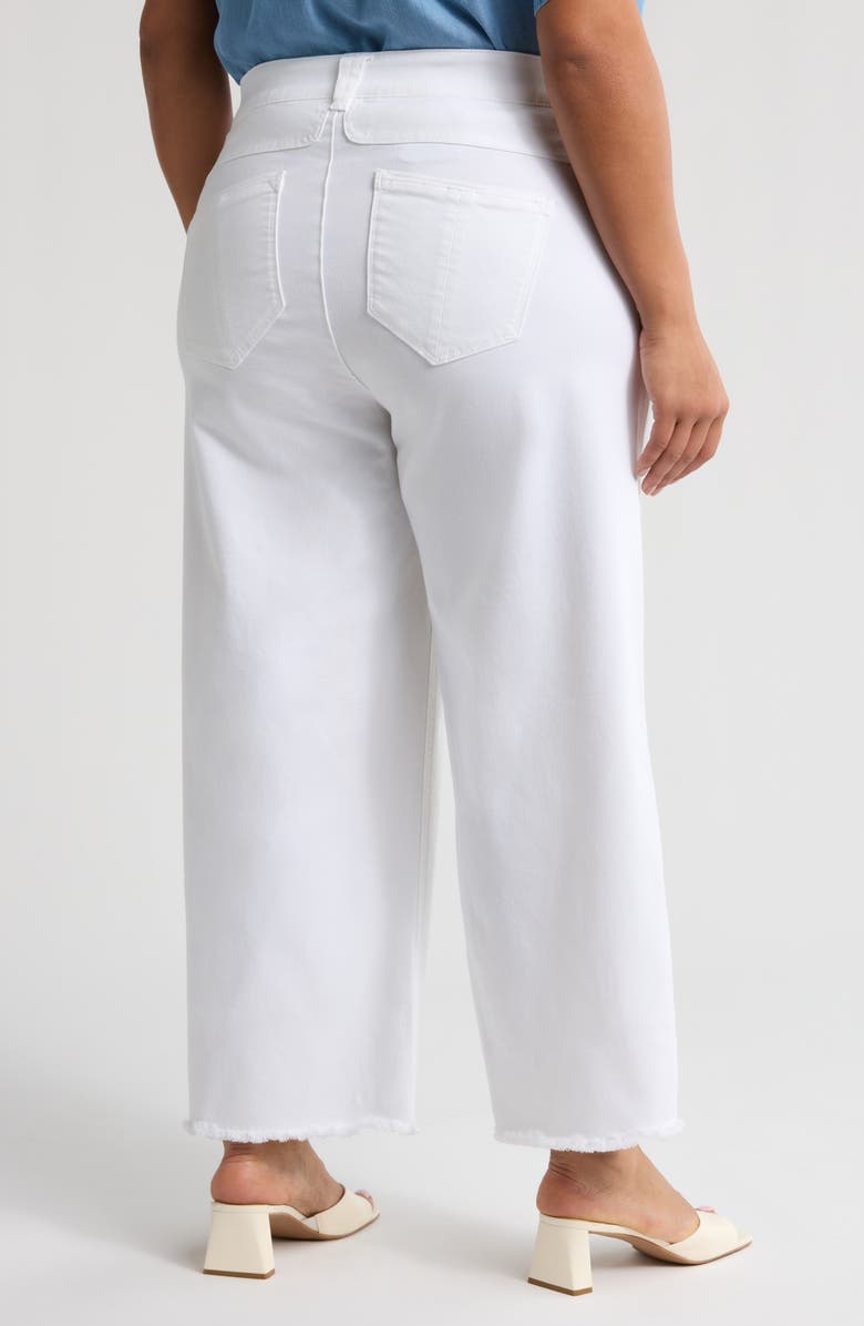 Wit & Wisdom Wyatt Skyrise Frayed High Waist Ankle Wide Leg Jeans, Alternate, color, Optic White