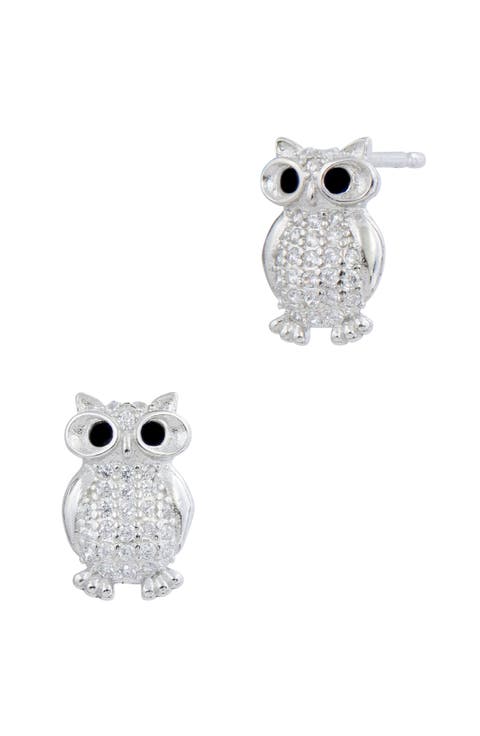 CZ Owl Stud Earrings