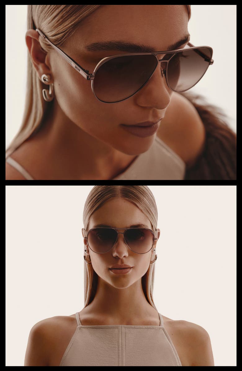 QUAY Open Tab 63mm Gradient Aviator Sunglasses, Alternate, color, Chocolate/ Brown Fawn