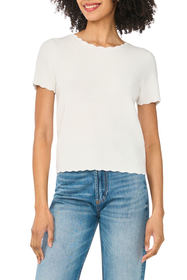 Scallop Rib Short Sleeve Knit Top (Women) | Nordstromrack