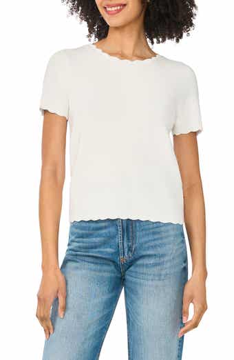Scallop Rib Short Sleeve Knit Top