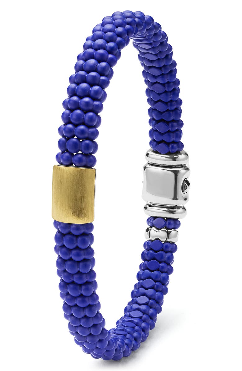 LAGOS Men's Anthem Ceramic Caviar Beaded Bracelet, Alternate, color, Blue/ Silver