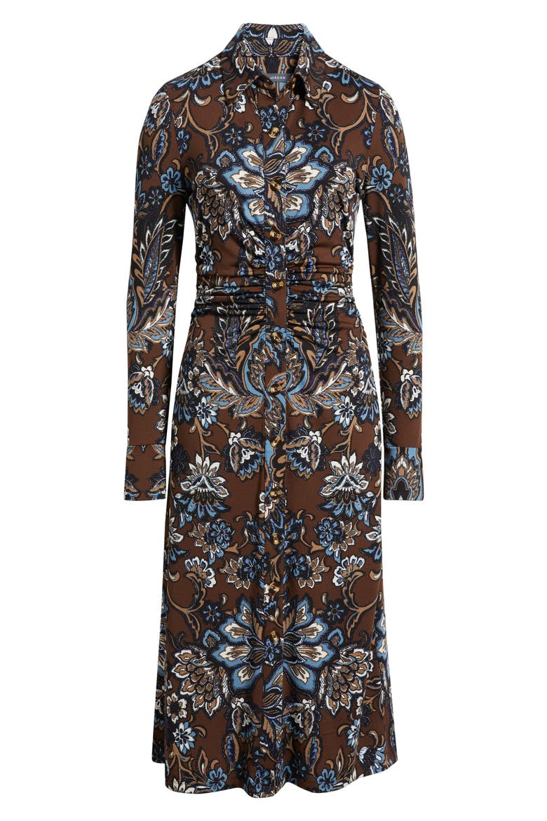 Floral Print Long Sleeve Shirtdress, Alternate, color, BROWN MULTI