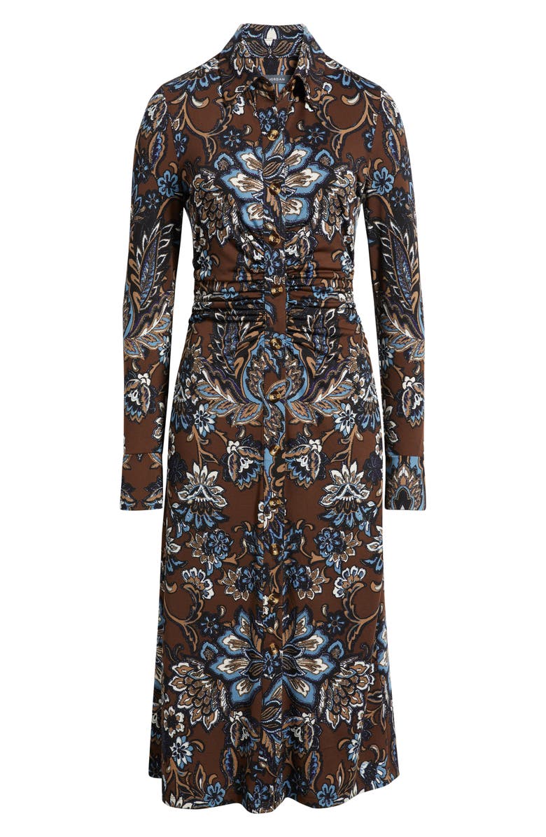 Julia Jordan Floral Print Long Sleeve Shirtdress, Alternate, color, Brown Multi