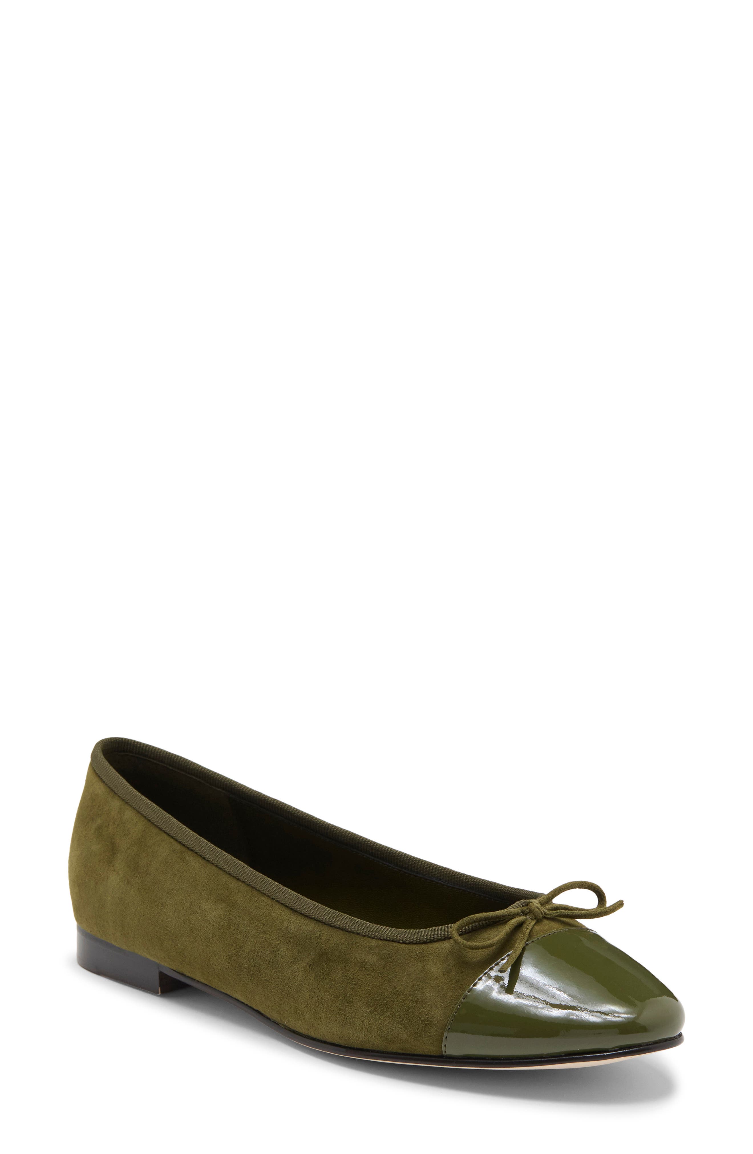 Arabesque Ballet Flat, Main, color, KHAKI SUEDE COMBO