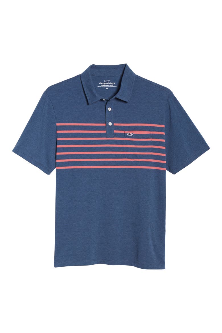 Edgartown Placed Stripe Polo, Alternate, color, MOONSHINE