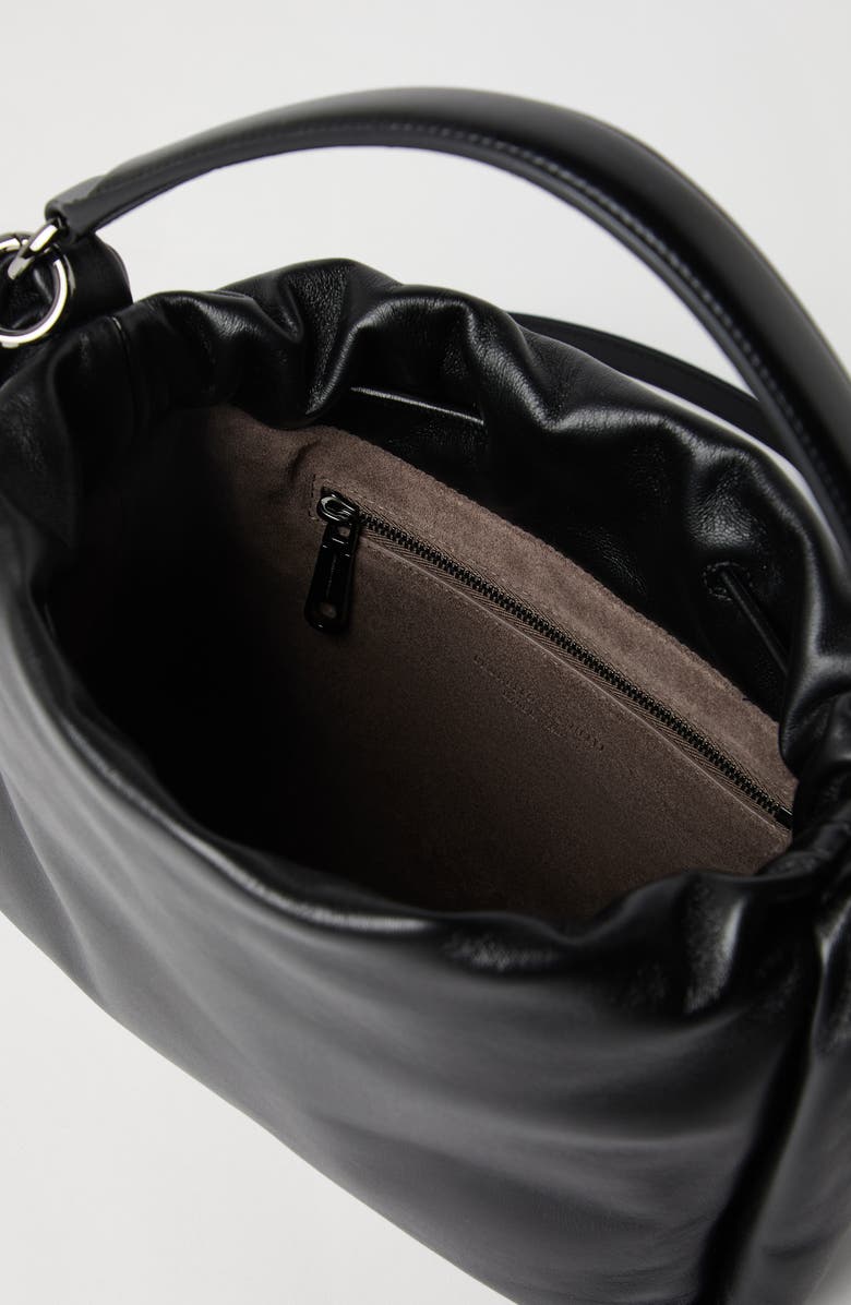 Brunello Cucinelli Small Soft Leather Mellow Bucket bag, Alternate, color, Black