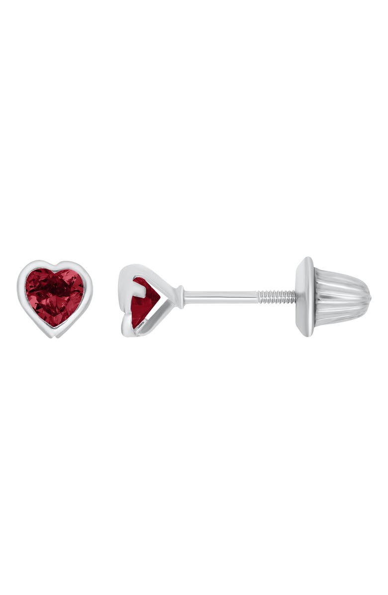 Mignonette Kids' July Birthstone Stud Earrings, Main, color, Red