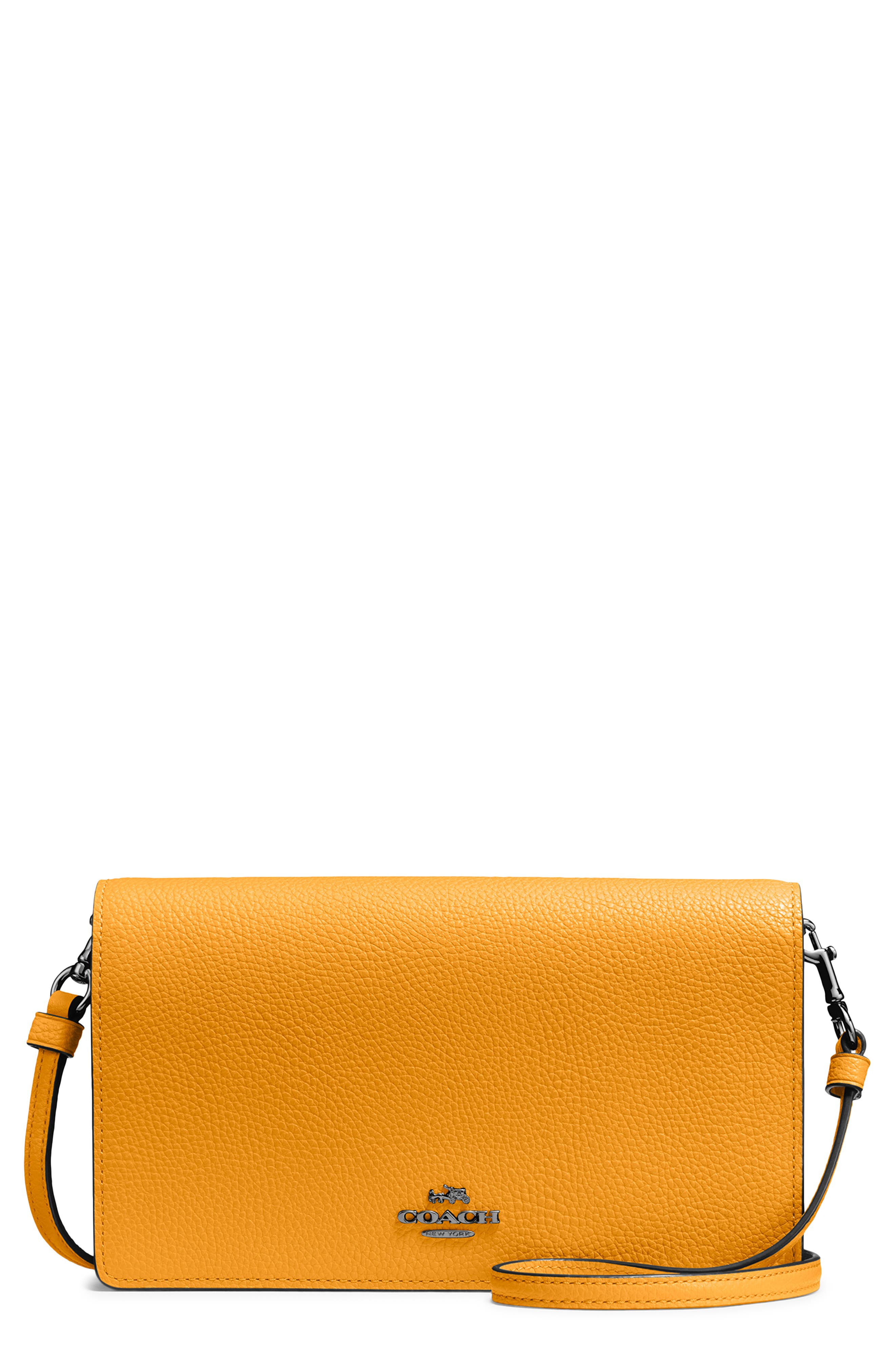 Hayden Foldover Crossbody Clutch, Main, color, PEWTER/ MANGO