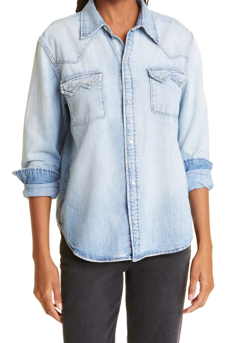 50s Sawtooth Western Denim Shirt, Main, color, HERITAGE LIGHT