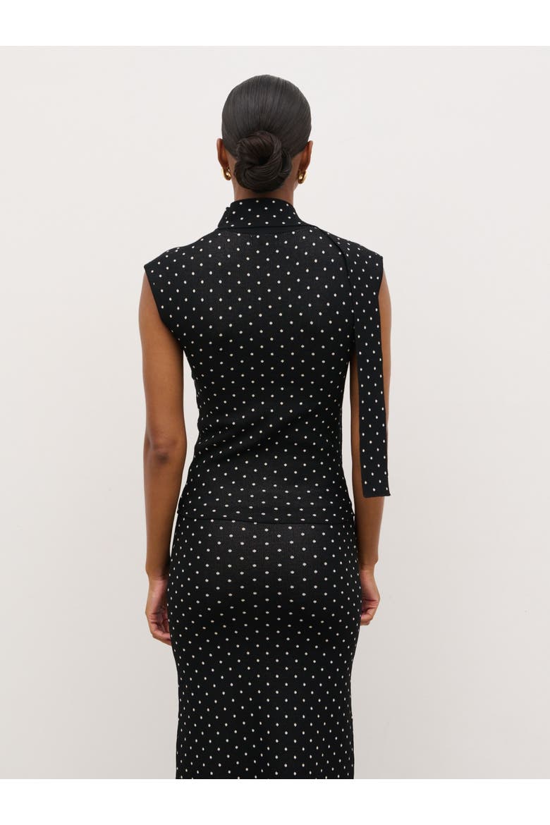 Bonnie Polka Dot High Neck Knit Top, Alternate, color, Black And Cream