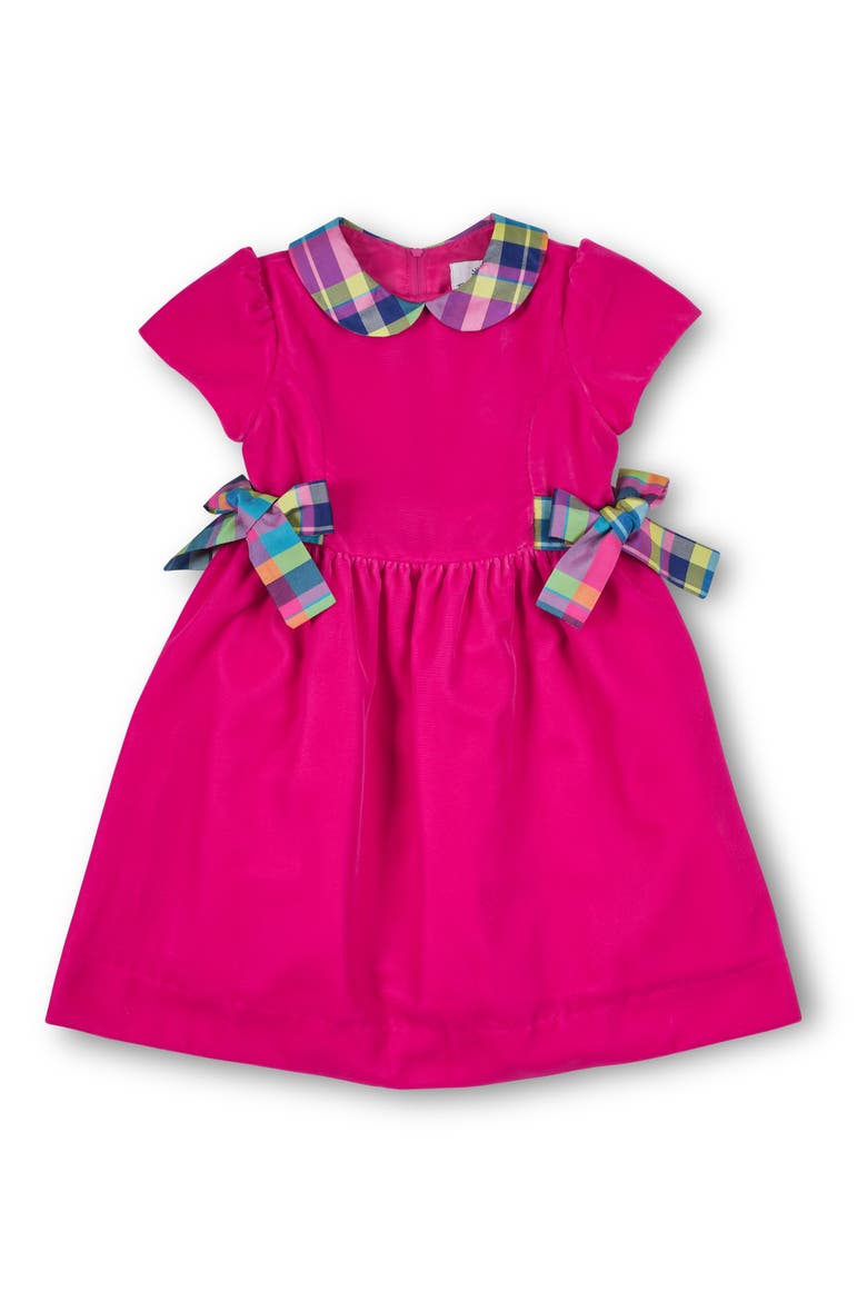 Velvet Dress With Side Bows, Main, color, Pink, Multicolor