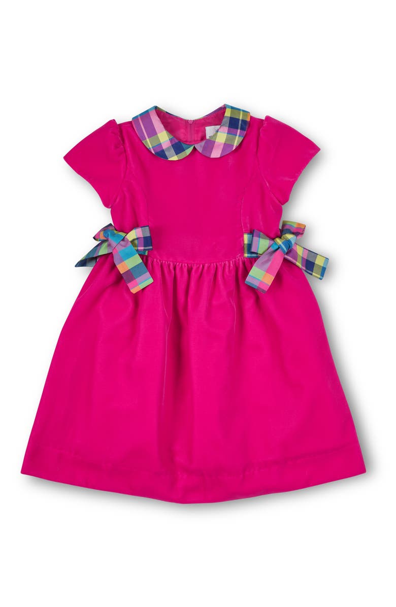 Florence Eiseman Velvet Dress With Side Bows, Main, color, Pink, Multicolor
