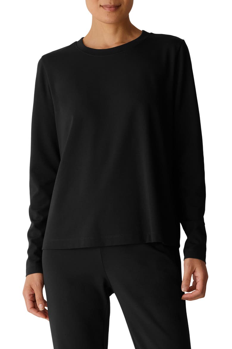 Crewneck Relaxed Long Sleeve T-Shirt, Main, color, BLACK