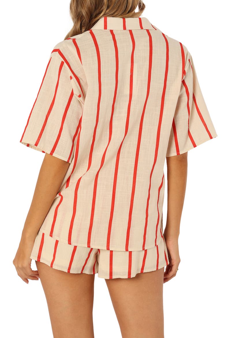 Myles Cotton Button-Up Shirt & Shorts Set, Alternate, color, RED STRIPE