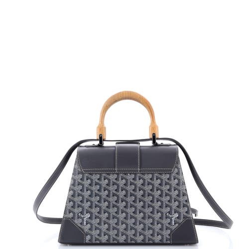 Pre-owned Goyard  Goyard Saigon Top Handle Bag Coated Canvas With Leather Pm In Gray