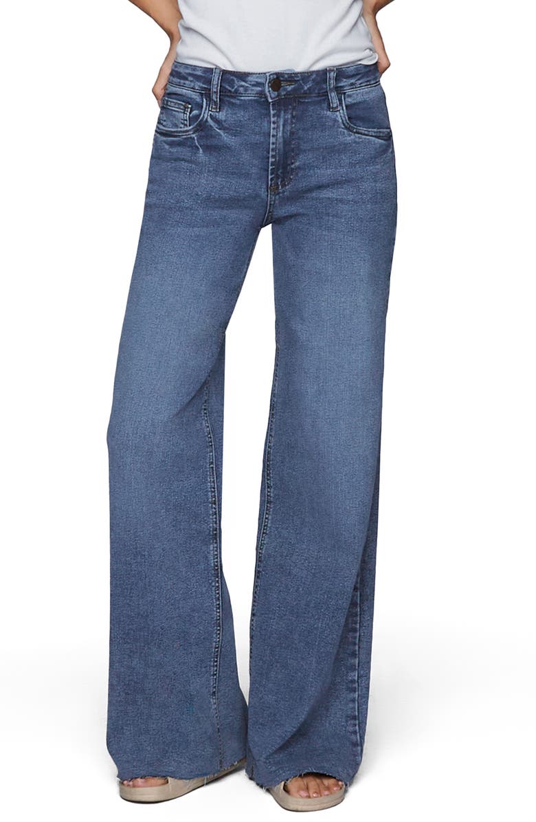 HINT OF BLU Raw Hem Wide Leg Jeans, Main, color,