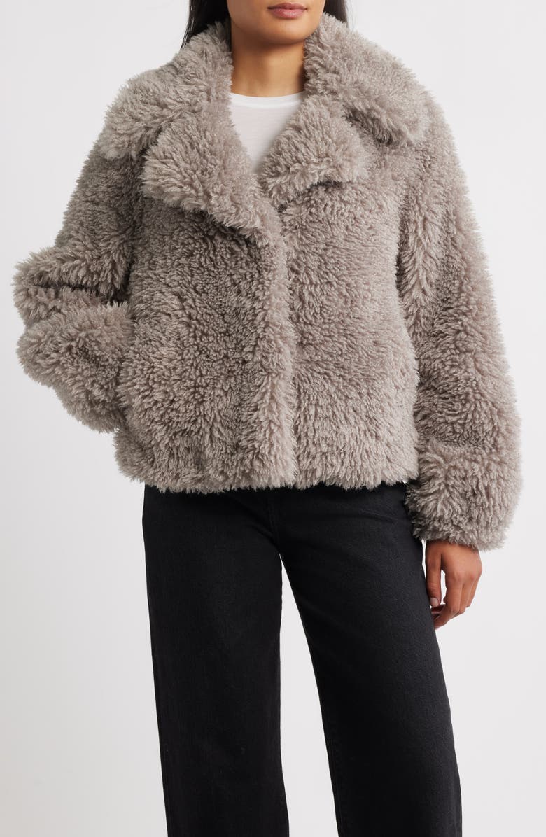 Sam Edelman Short Faux Fur Jacket, Main, color, Antico Grey