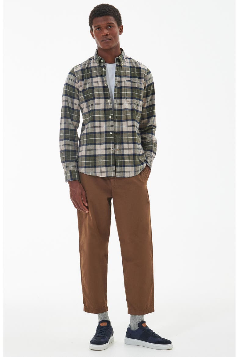 Kyeloch Tailored Fit Plaid Cotton Button-Down Shirt, Alternate, color, FOREST MIST