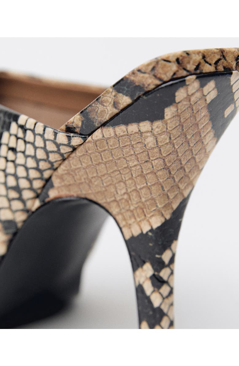 MANGO Snakeskin Print Heeled Mule, Alternate, color,