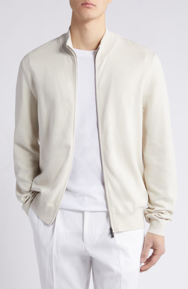 BOSS Palano Cotton Zip-Up Cardigan, Main, color, 